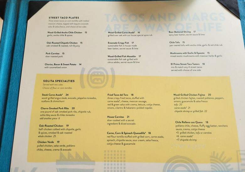 Solita Tacos & Margaritas - Long Beach, CA menu_pic