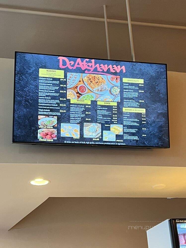 De Afghanan Kabob House - San Francisco, CA menu_pic
