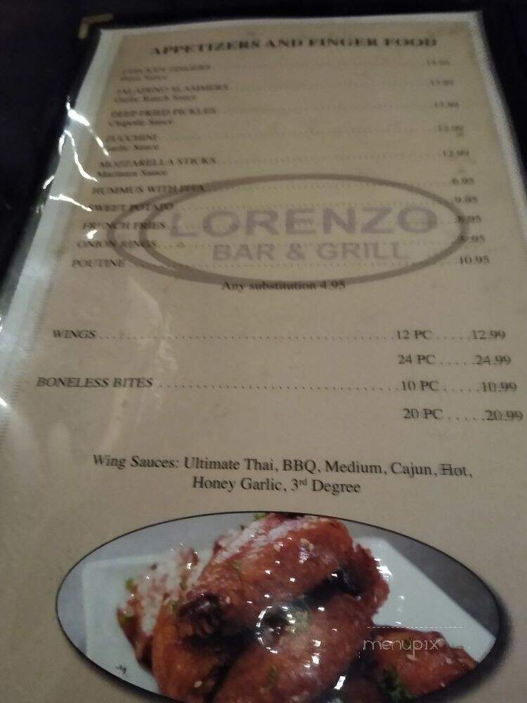 Lorenzo Bar & Grill - Ottawa, ON menu_pic