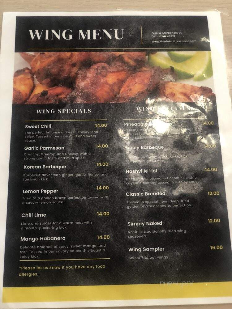 Detroit Pizza Bar - Detroit, MI menu_pic