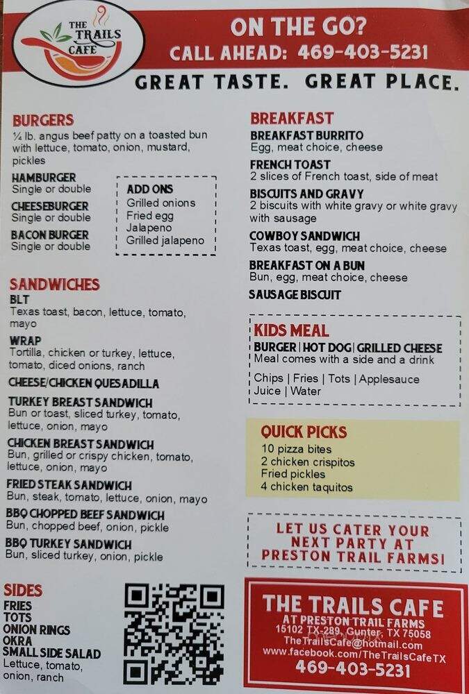 The Trails Cafe - Gunter, TX menu_pic