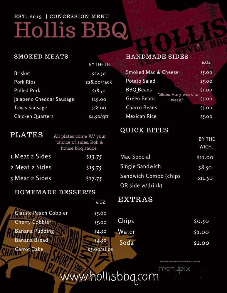 Hollis Texas Style BBQ - Anna, TX menu_pic