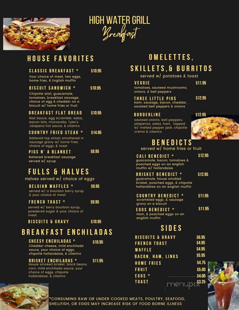 High Water Grill & the Rong Bar - Silverton, OR menu_pic