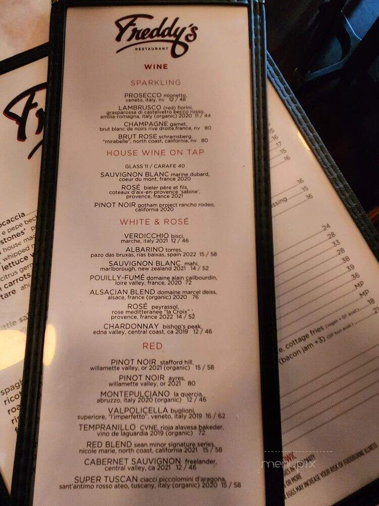 Freddy's Restaurant - Pleasantville, NY menu_pic
