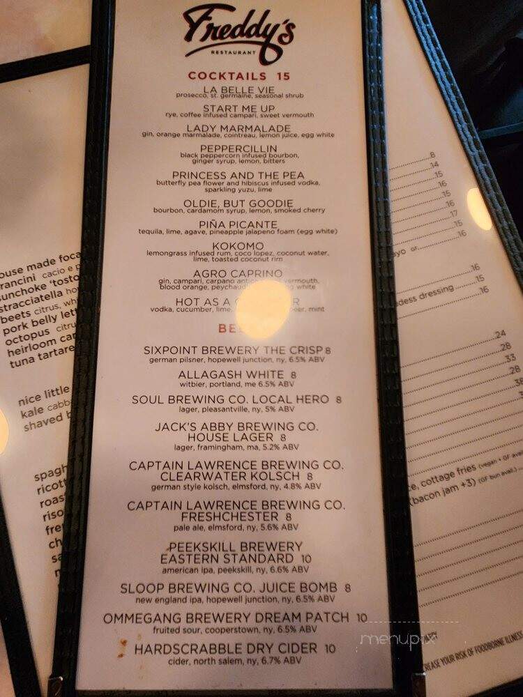 Freddy's Restaurant - Pleasantville, NY menu_pic