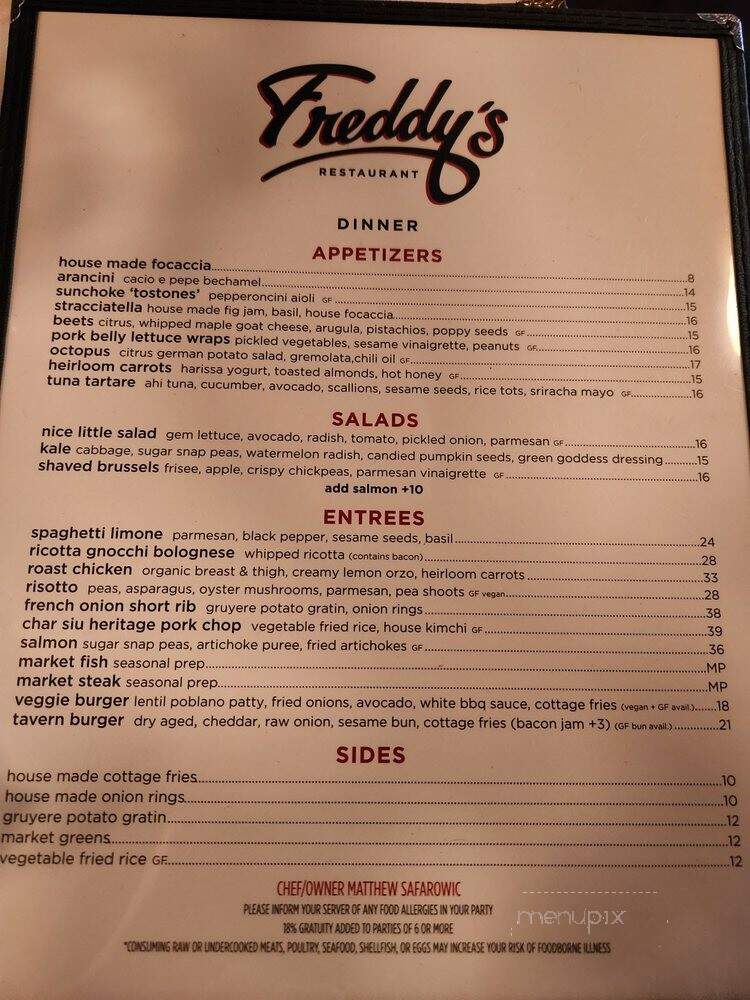Freddy's Restaurant - Pleasantville, NY menu_pic