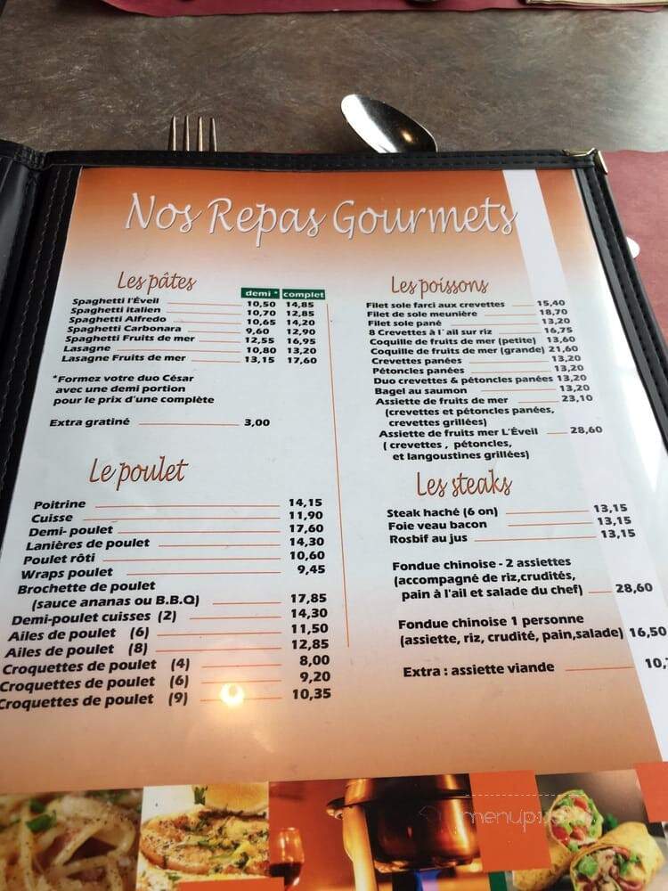 L'Eveil - L'Islet, QC menu_pic