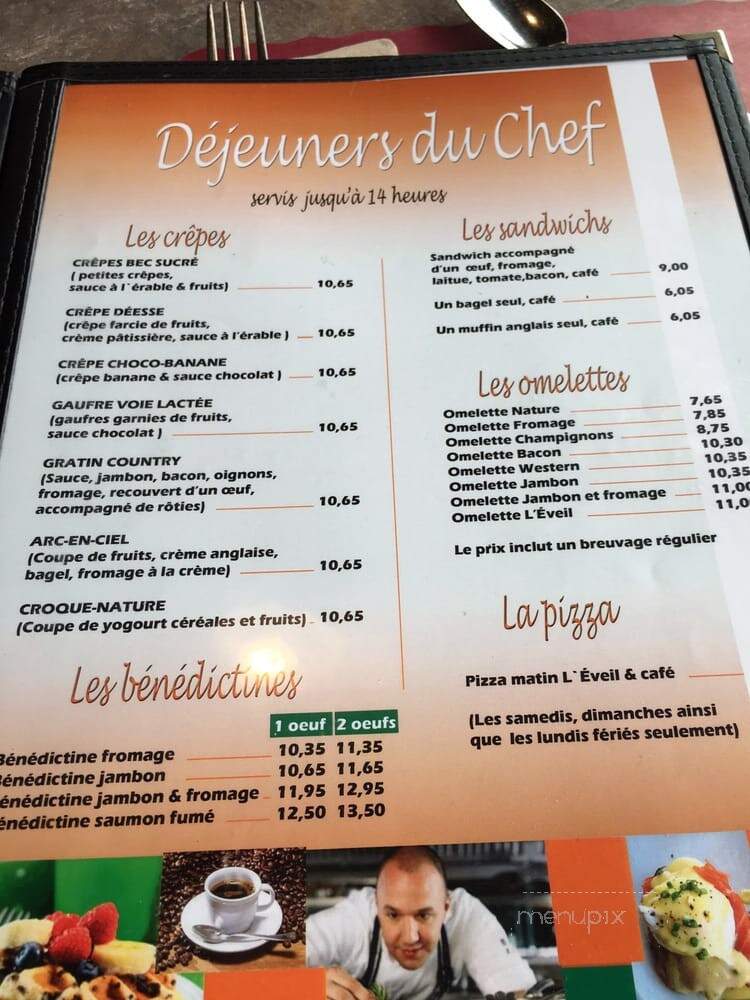 L'Eveil - L'Islet, QC menu_pic