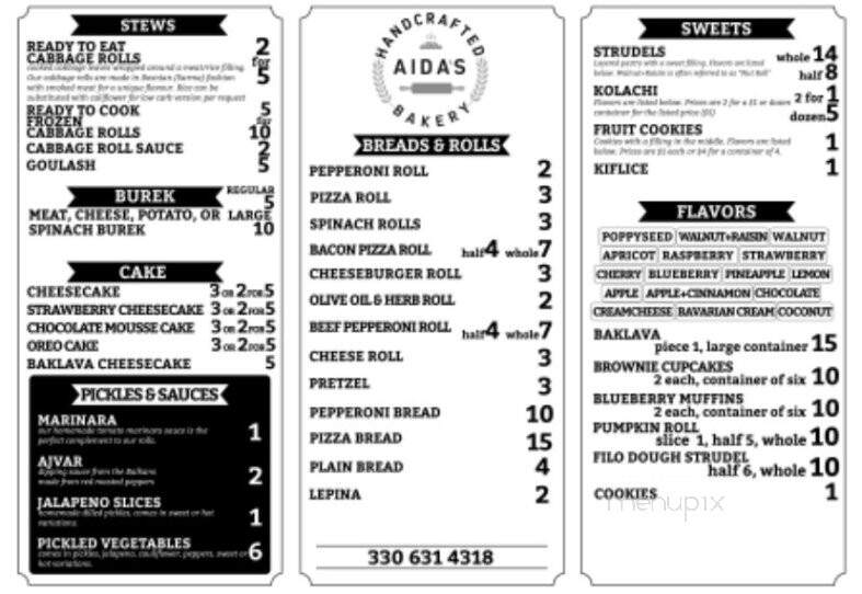 Aida's Bakery - Hartville, OH menu_pic