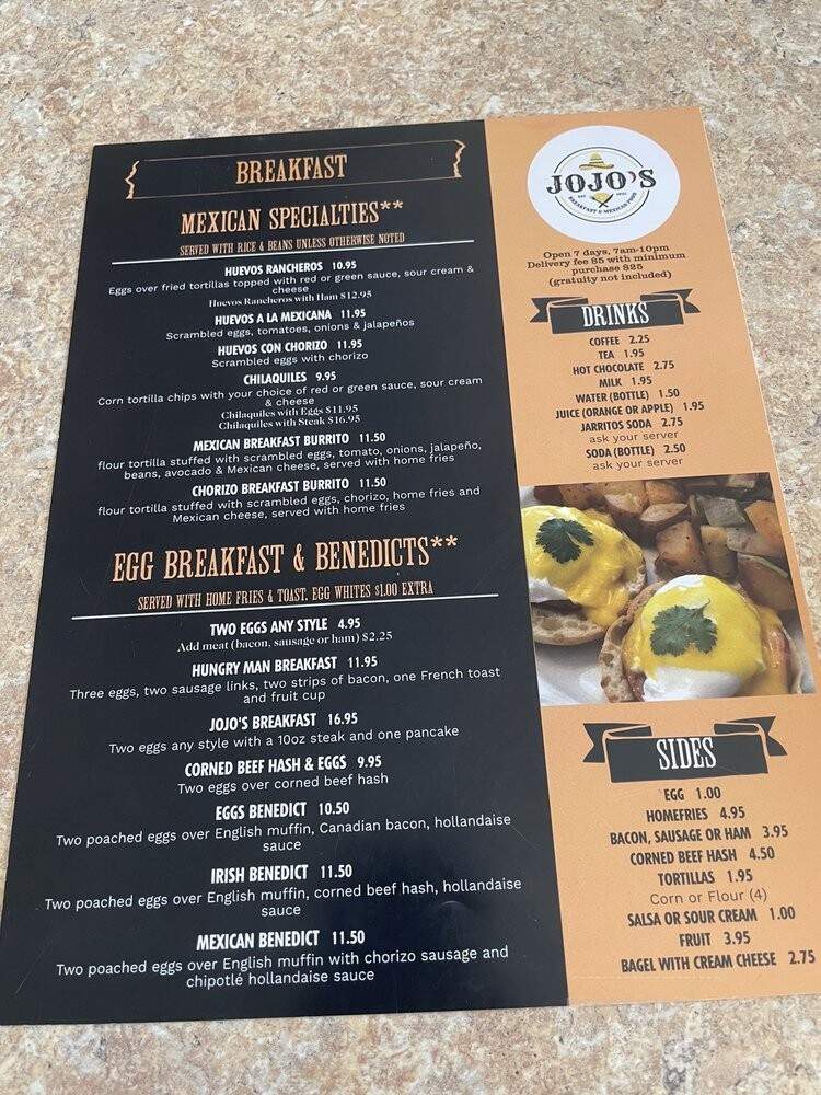 Jojo's Breakfast and Mexican Food - Norwich, CT menu_pic