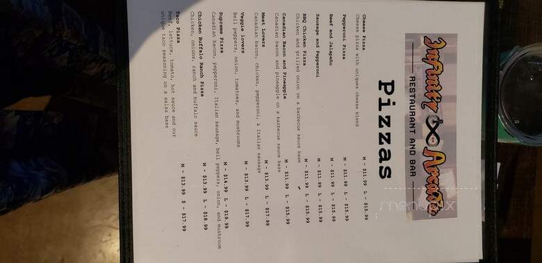 Infinity Arcade - Garland, TX menu_pic