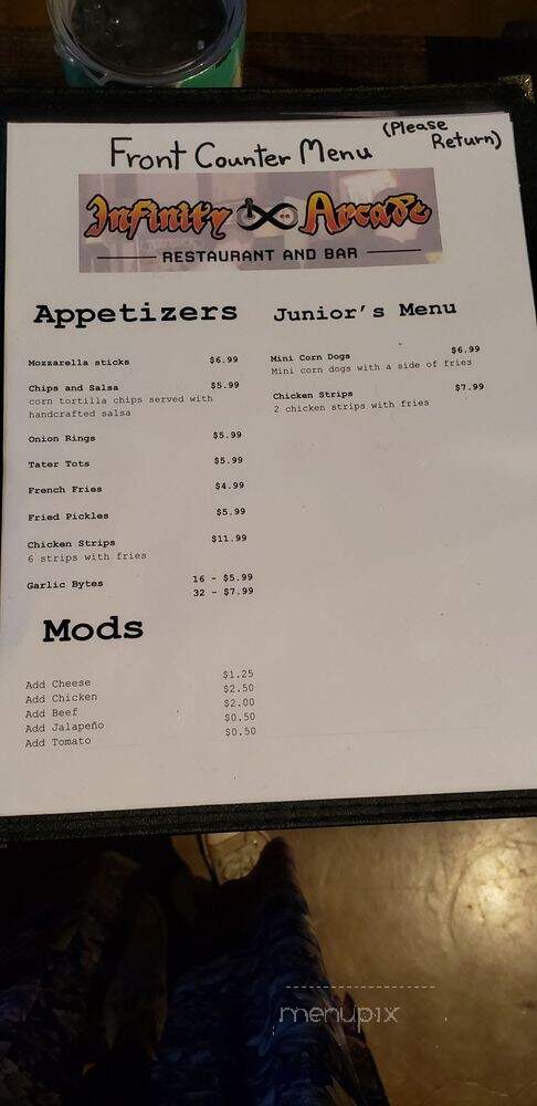 Infinity Arcade - Garland, TX menu_pic