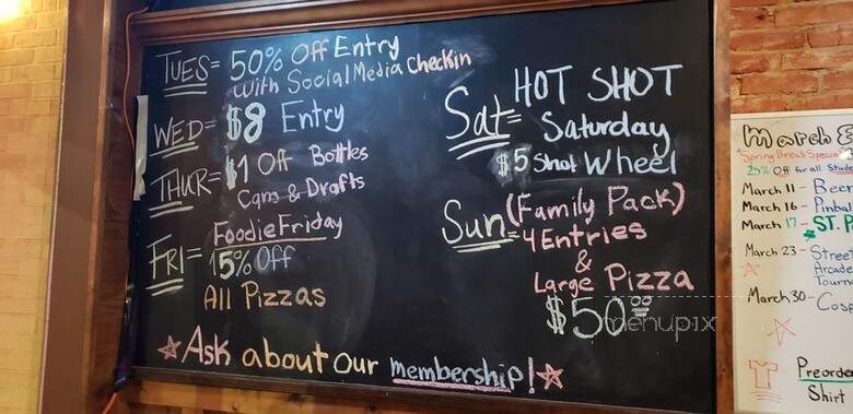 Infinity Arcade - Garland, TX menu_pic