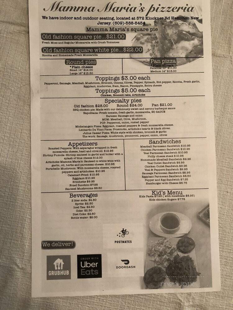 Mamma Maria's Pizzeria - Trenton, NJ menu_pic