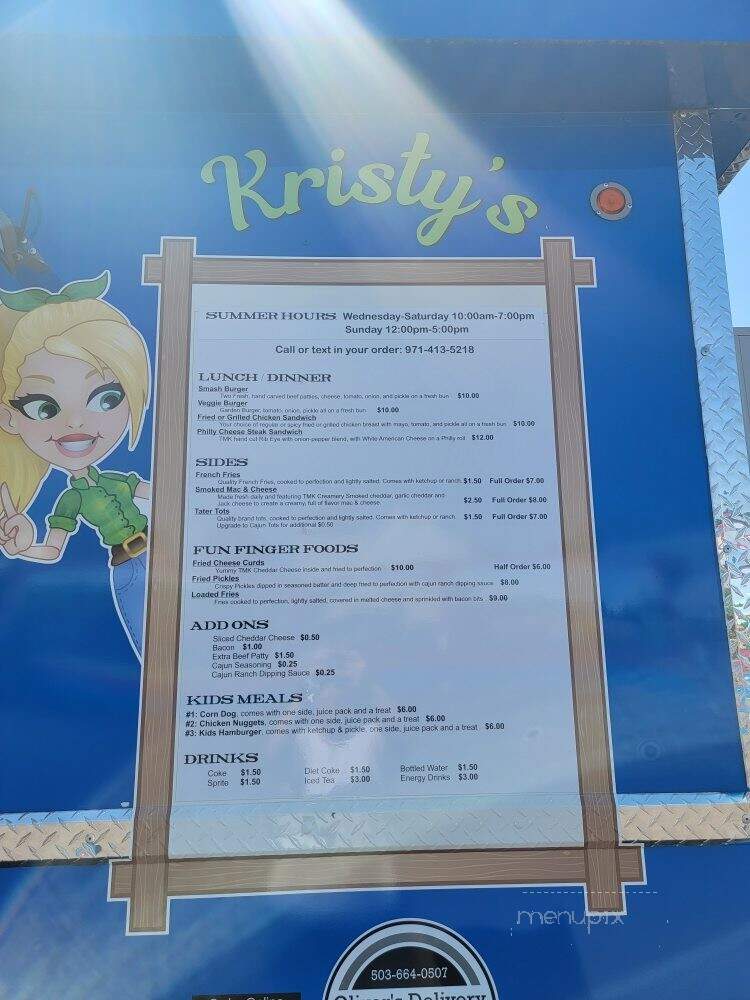 Kristy's Down Home Cookin' - Estacada, OR menu_pic