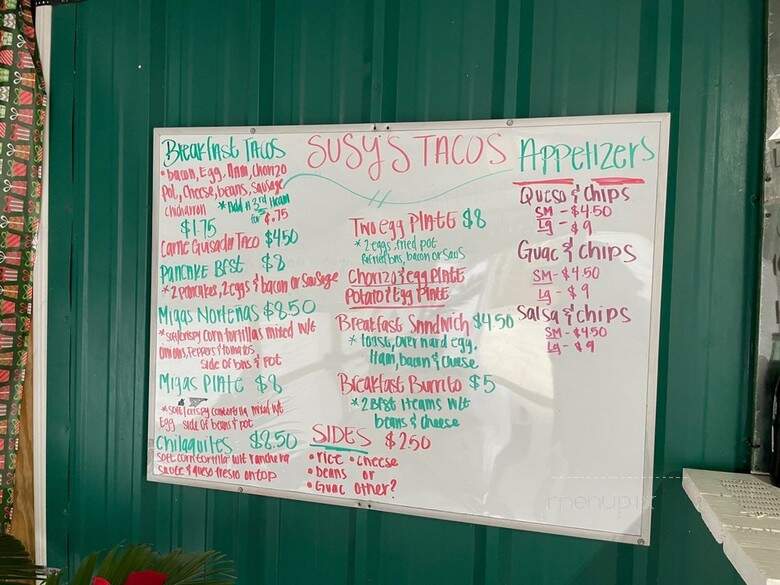 Susy's Tacos - Buda, TX menu_pic