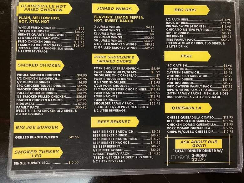 Smokin' Joe's Clarksville - Clarksville, TN menu_pic