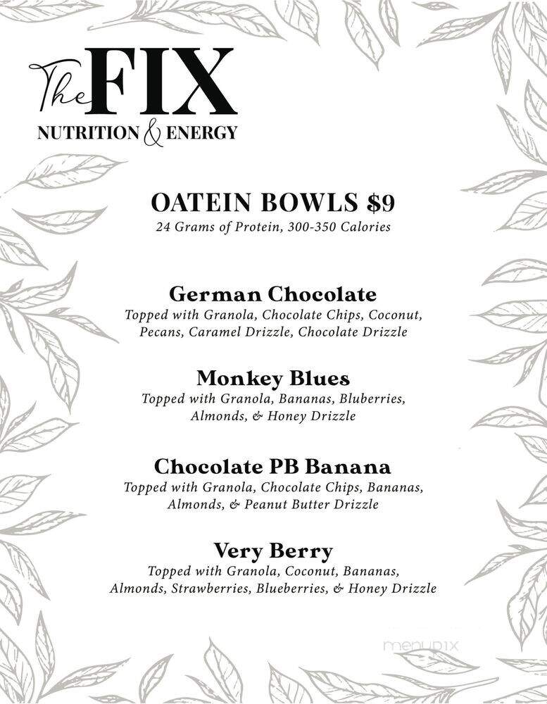 The FIX Nutrition & Energy - Boise, ID menu_pic
