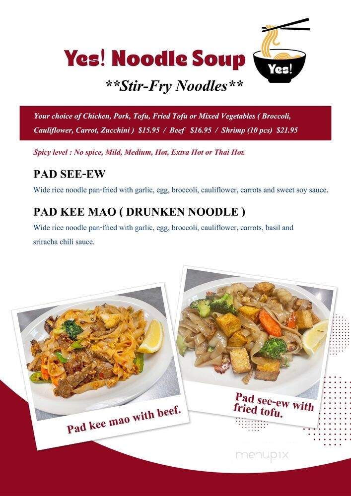 Yes! Noodle Soup - Fairbanks, AK menu_pic