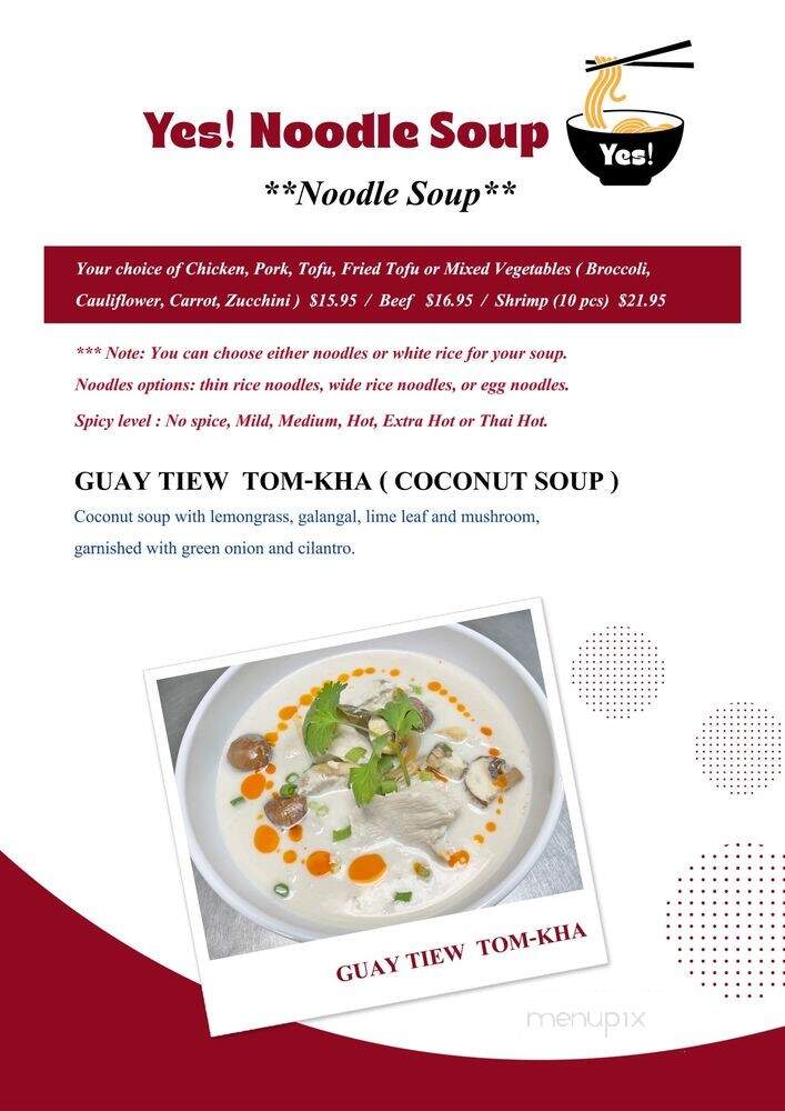 Yes! Noodle Soup - Fairbanks, AK menu_pic