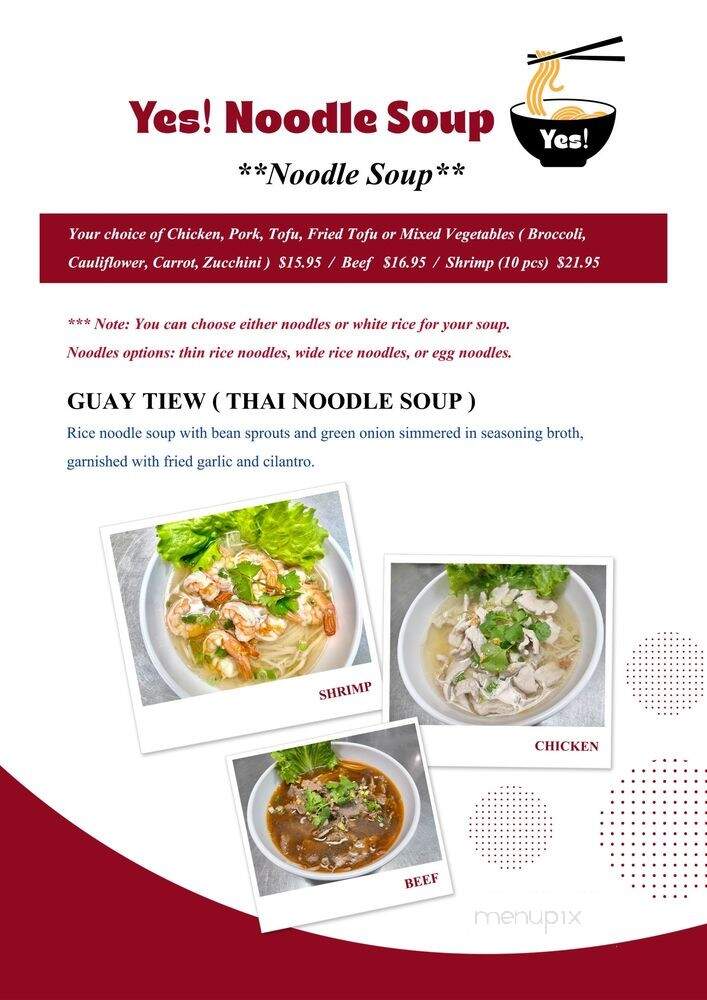 Yes! Noodle Soup - Fairbanks, AK menu_pic