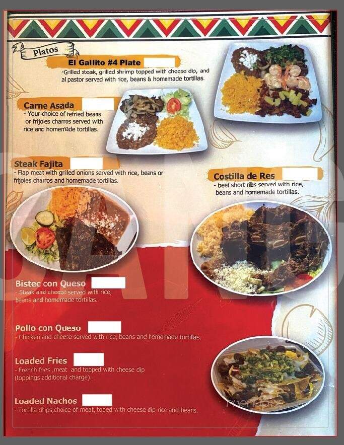 El Gallito - Shelbyville, TN menu_pic