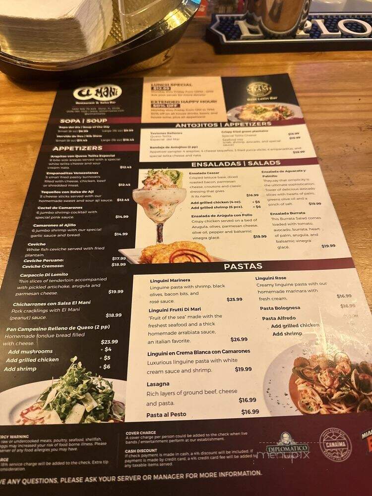 El Mani - Doral, FL menu_pic