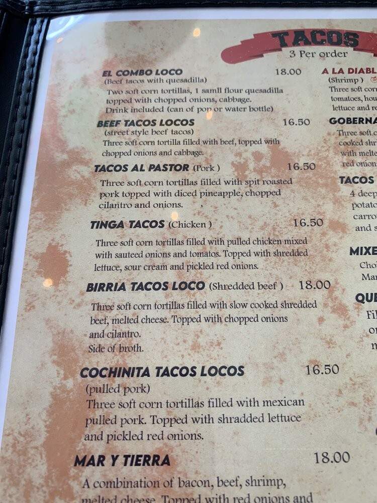 Las Ventanas - Spruce Grove, AB menu_pic