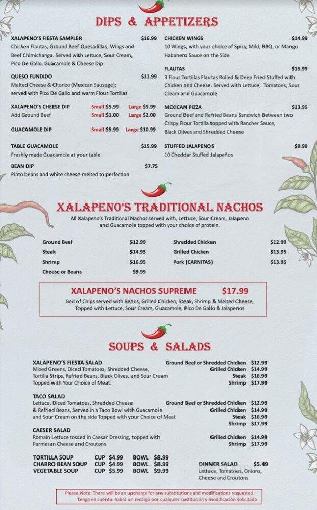 Xalapeno's Authentic Mexican Grill - Denham Springs, LA menu_pic