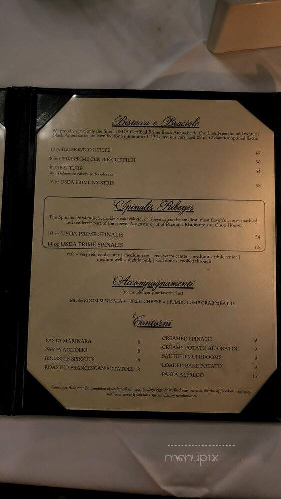 Rizzuto's Ristorante & Chop House - Gretna, LA menu_pic