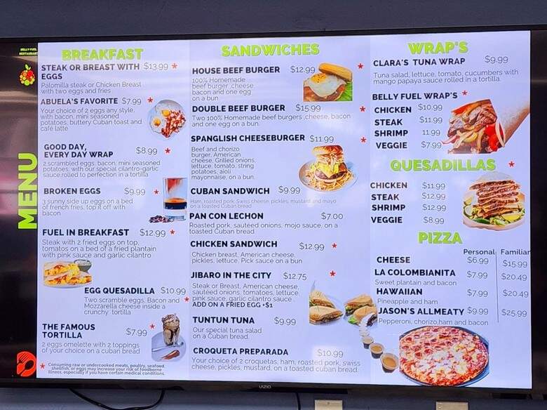 Belly Fuel Restaurant - Hialeah, FL menu_pic