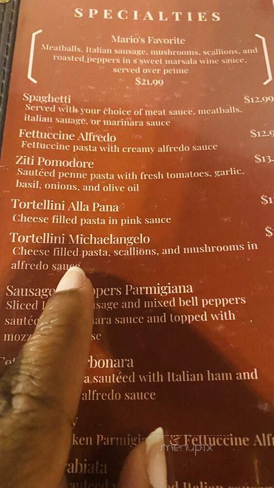 Mario's Italian Restaurant & Bar - Hattiesburg, MS menu_pic