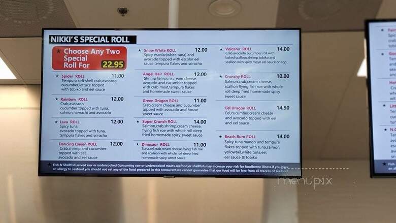Nikkis Gourment Sushi Bar - Wilmington, NC menu_pic
