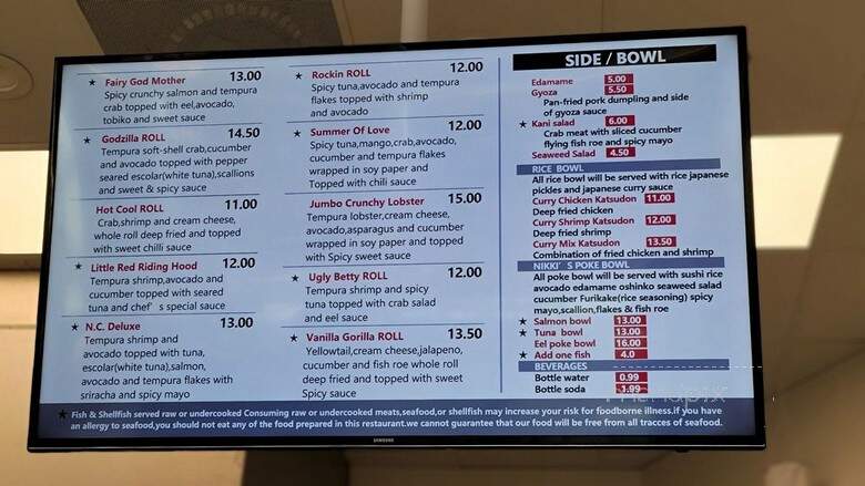 Nikkis Gourment Sushi Bar - Wilmington, NC menu_pic