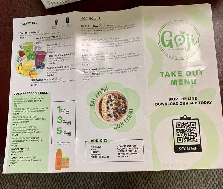 Goji Juicery and Kitchen - Plantation, FL menu_pic
