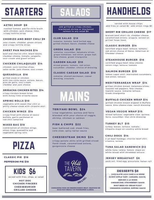 The Hill Tavern - Kenilworth, NJ menu_pic