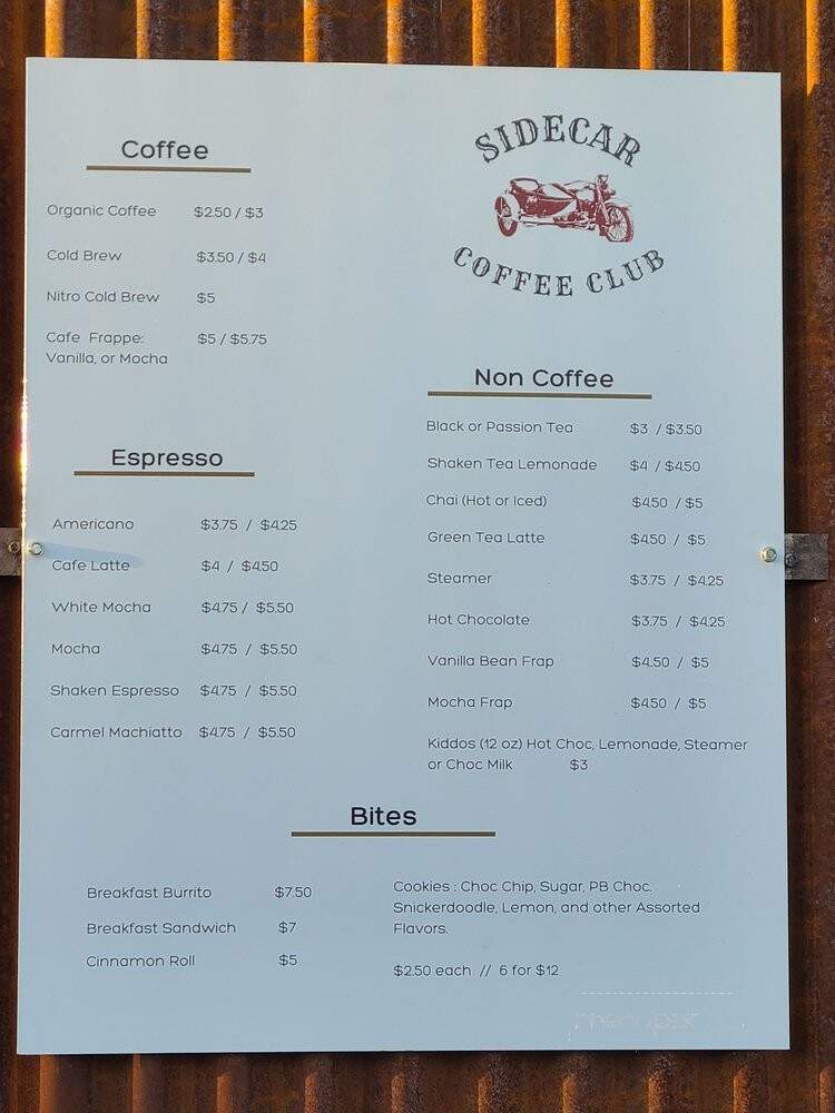Sidecar Coffee Club - St. George, UT menu_pic