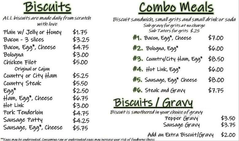 Bubbas Biscuit Barn - Royston, GA menu_pic