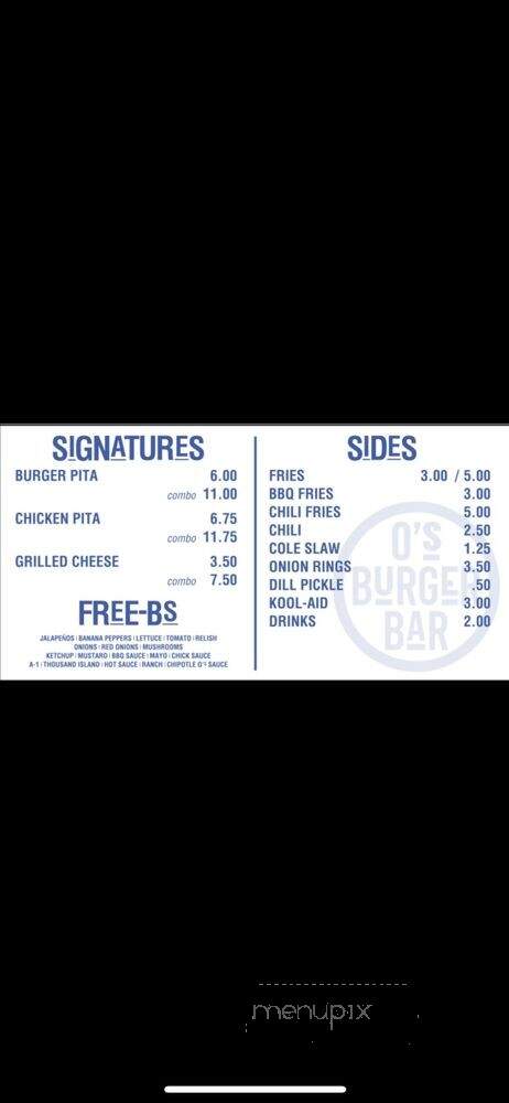 O's Burger Bar - Detroit, MI menu_pic