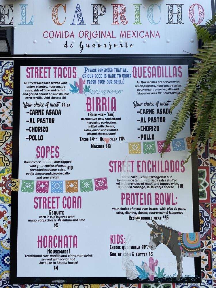 El Capricho Food Truck - Summerville, SC menu_pic