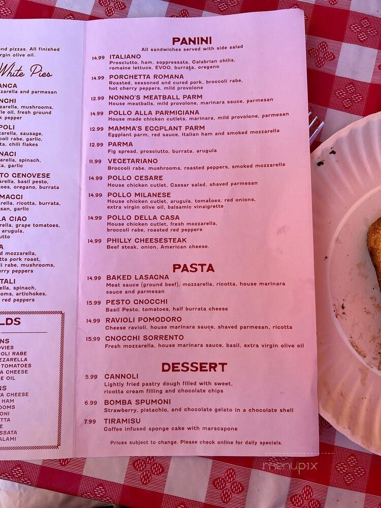 Pizzata Pizzeria + Aperitivo - Naples, FL menu_pic