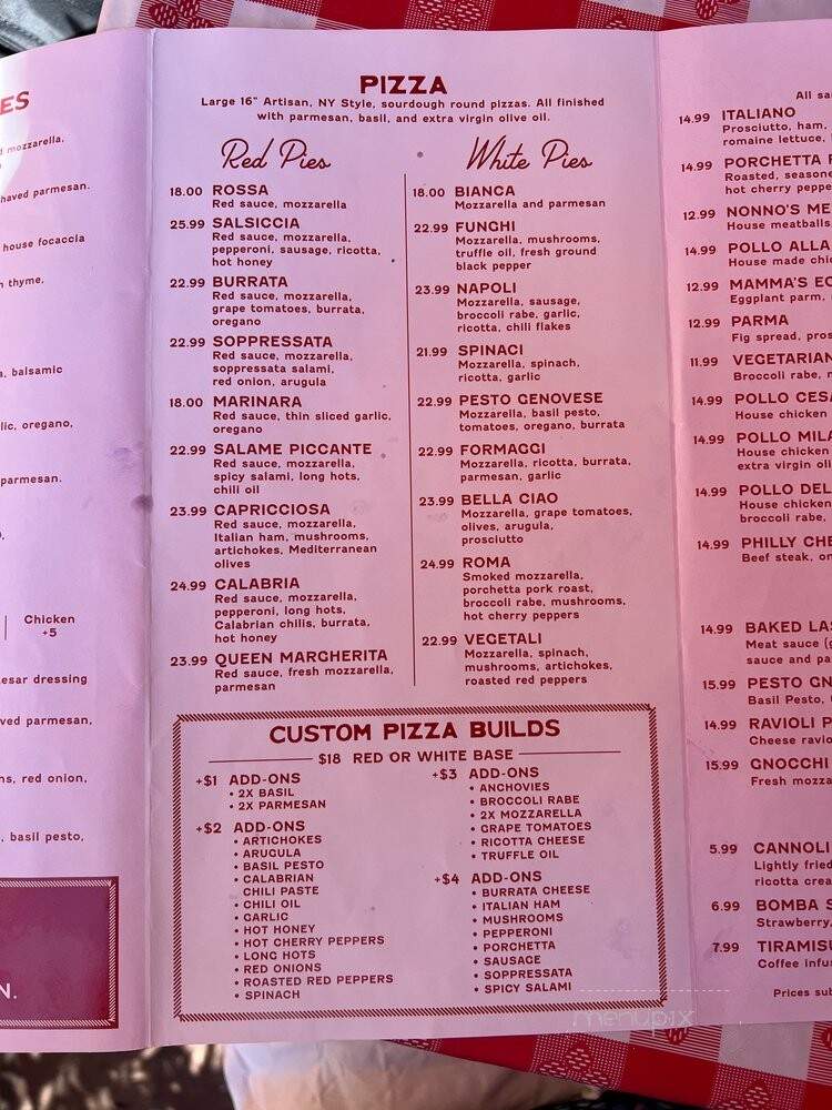 Pizzata Pizzeria + Aperitivo - Naples, FL menu_pic