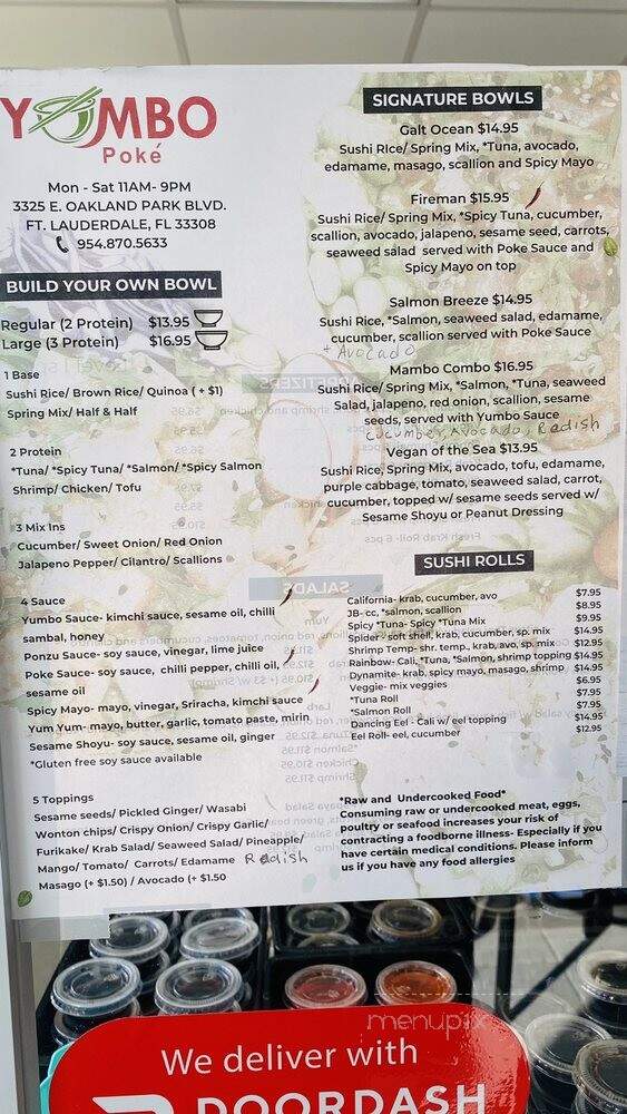 Yumbo Poke - Fort Lauderdale, FL menu_pic
