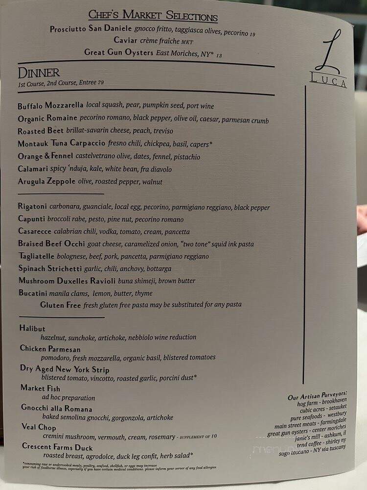Luca - Stony Brook, NY menu_pic