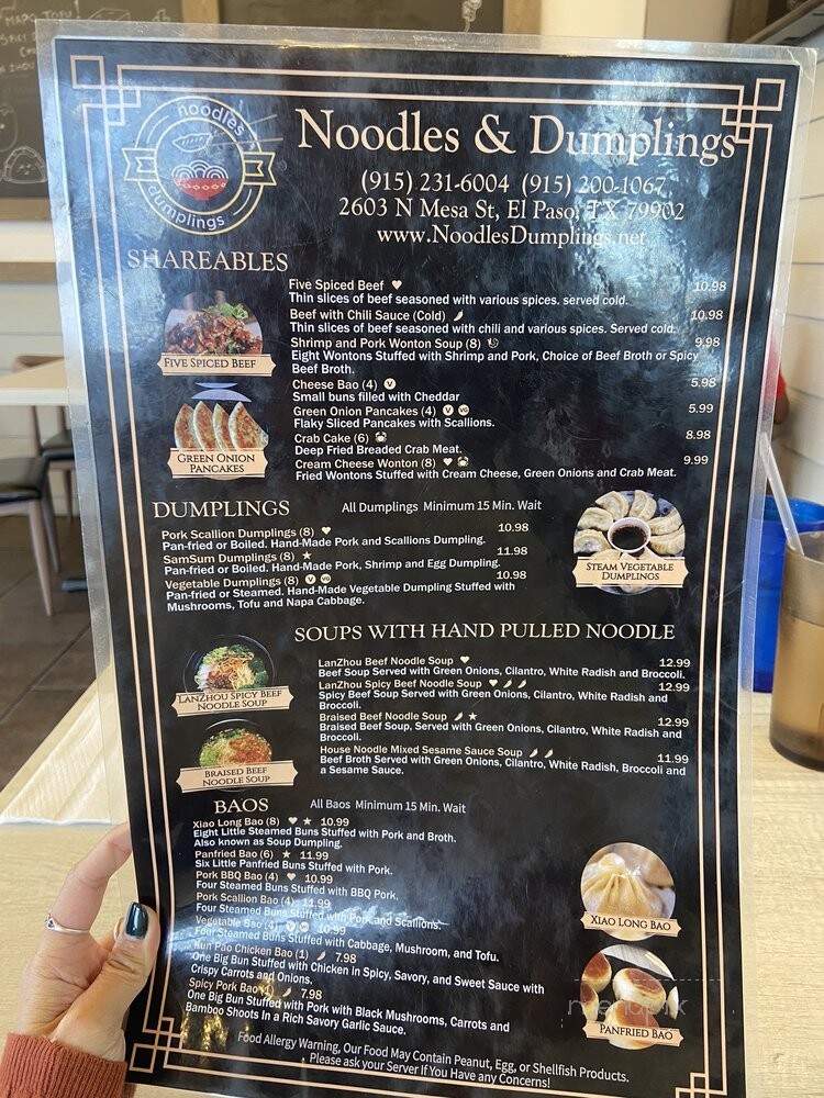 Noodles & Dumplings - El Paso, TX menu_pic