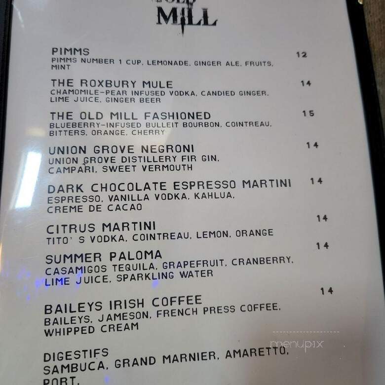 The Old Mill - Roxbury, NY menu_pic