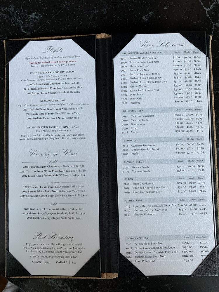 Willamette Valley Vineyards - Vancouver, WA menu_pic