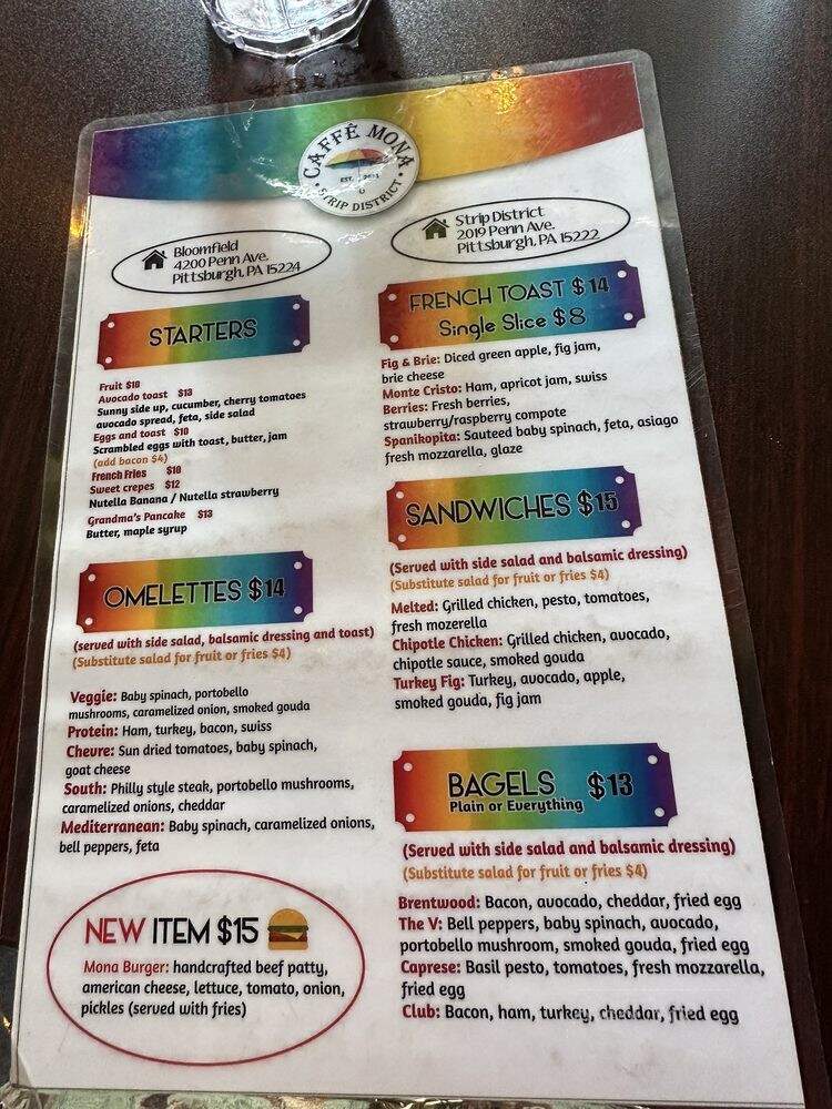 Caffe Mona Strip District - Pittsburgh, PA menu_pic