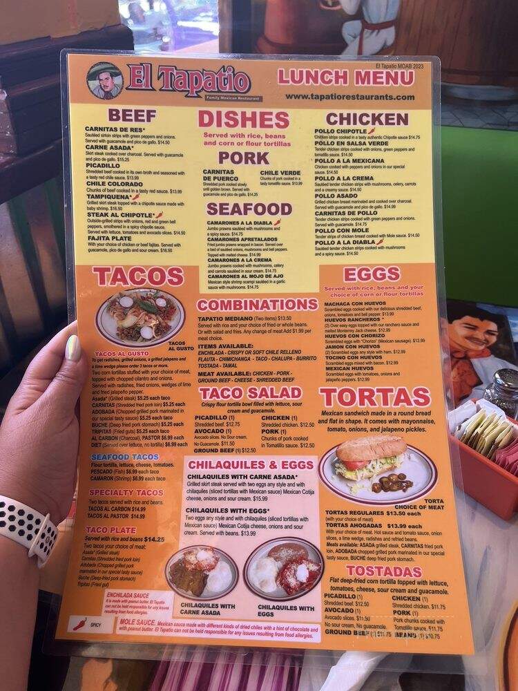 El Tapatio - Moab, UT menu_pic