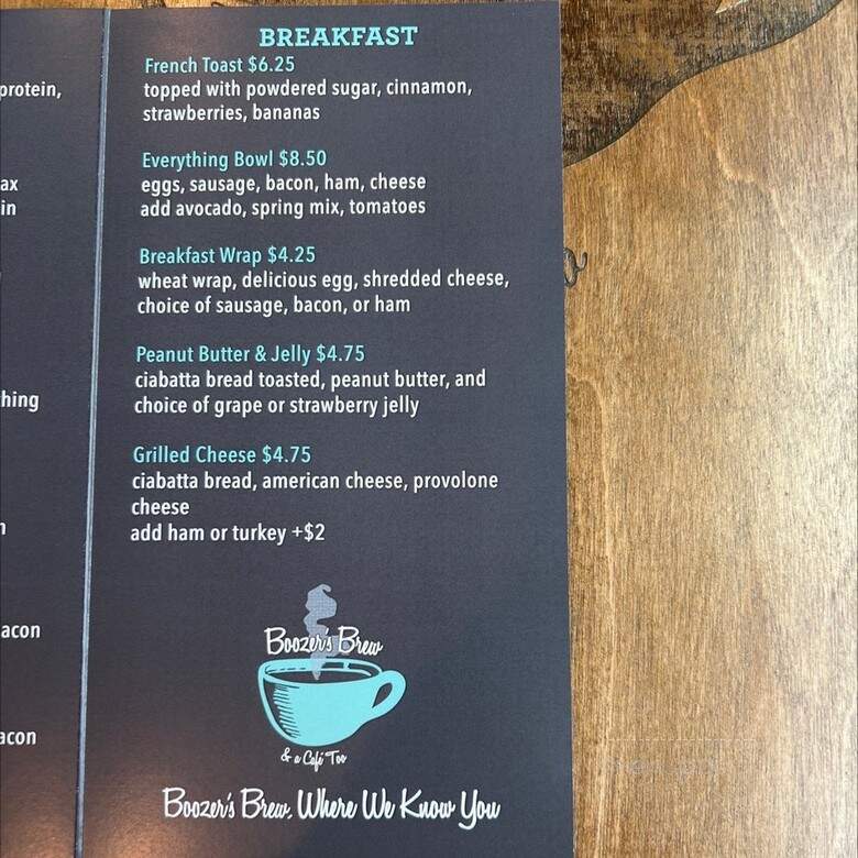 Boozer's Brew & A Cafe Too - Gulfport, MS menu_pic